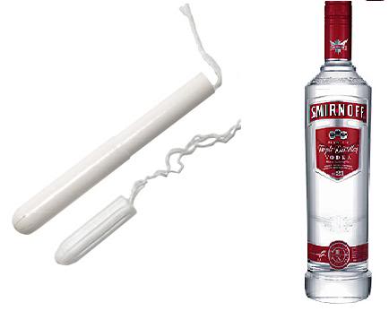 tampons for men. alcohol-laced tampon into
